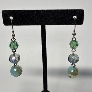 Elegant Green and Silver Dangle Earrings